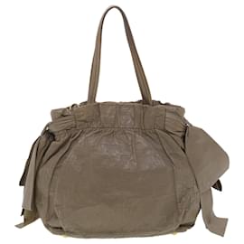 Prada-PRADA Hand Bag Leather 2way Gray Auth yk5987-Grey