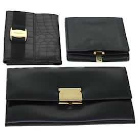 Salvatore Ferragamo-Salvatore Ferragamo Wallet Leather 3Set Black Auth bs5102-Black