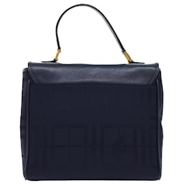 Burberry-Burberrys Nova Check Hand Bag Nylon Leather Blue Auth yk7428-Blue