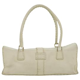 Fendi-FENDI Celeria Shoulder Bag Leather White Auth ar8736-White
