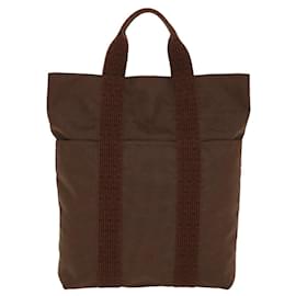 Hermès-HERMES Her Line Kabas Tote Bag Canvas Brown Auth ar9152-Brown