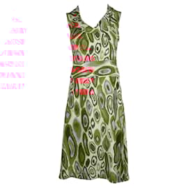 Autre Marque-Ikat Style Printed Silk Dress-Flesh