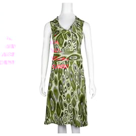 Autre Marque-Ikat Style Printed Silk Dress-Flesh