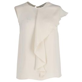 Max Mara – Magda – asymmetrische Rüschenbluse aus elfenbeinfarbener Seide Weiß Roh