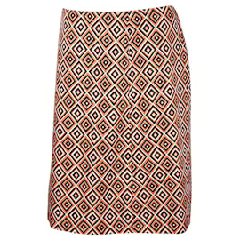 Prada-orange, Black & Cream Geometric Midi Skirt-Other