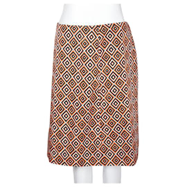 Prada-orange, Black & Cream Geometric Midi Skirt-Other