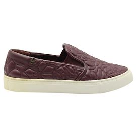 Tory Burch Burgunderfarbene gesteppte Slip-On-Sneaker „Jesse“. Rot Bordeaux