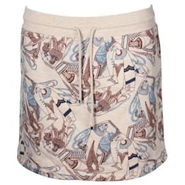 Hermès-Beige, Brown & Blue "Zouaves et Dragons Finesse" Miniskirt-Flesh