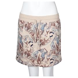 Hermès-Beige, Brown & Blue "Zouaves et Dragons Finesse" Miniskirt-Flesh