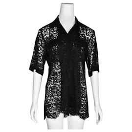 Autre Marque-Black lace shirt-Black