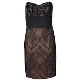Autre Marque-Black Lace Overlay Midi Dress with Beading Detail-Black