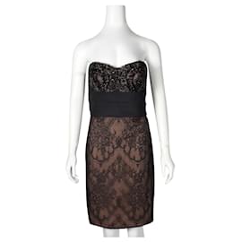 Autre Marque-Black Lace Overlay Midi Dress with Beading Detail-Black