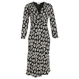 Autre Marque-Rixo Stevie Floral-Print Jacquard Midi Dress in Black Silk-Black