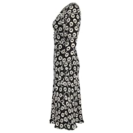 Autre Marque-Rixo Stevie Floral-Print Jacquard Midi Dress in Black Silk-Black