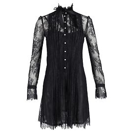 Philosophy di Lorenzo Serafini Plissiertes Spitzenhemdkleid aus schwarzem Polyamid Schwarz