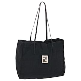 Fendi-FENDI Zucca Canvas Shoulder Bag Nylon Black Auth ep1271-Black