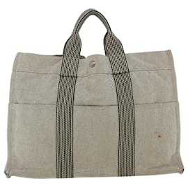 Hermès-HERMES New Fool to MM Hand Bag Canvas Gray Auth cl228-Grey