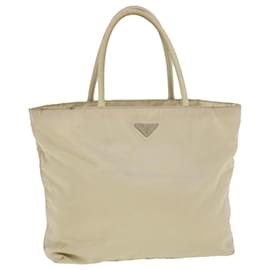 Prada-PRADA Hand Bag Nylon Beige Auth 43259-Brown