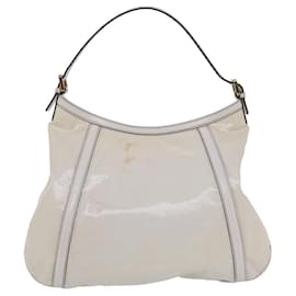 Gucci-GUCCI Web Sherry Line Interlocking Shoulder Bag Coated Canvas White Auth 50415-White