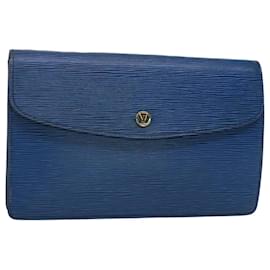 Louis Vuitton-LOUIS VUITTON Epi Montaigne 27 Clutch Bag Blue M52655 LV Auth ep1327-Blue