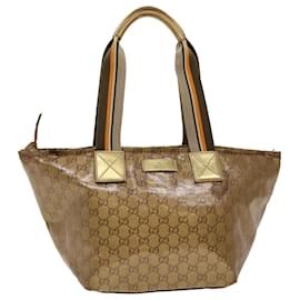 Gucci-GUCCI GG Crystal Tote Bag Gold 131230 Auth FM2314-Metallic