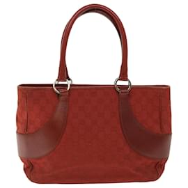 Gucci-GUCCI GG Canvas Hand Bag Leather Red 113011 2684 auth 51007-Red