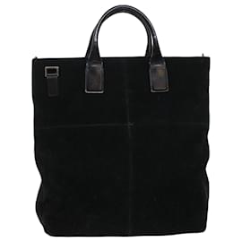 Gucci-GUCCI Hand Bag Suede Black Auth bs5946-Black