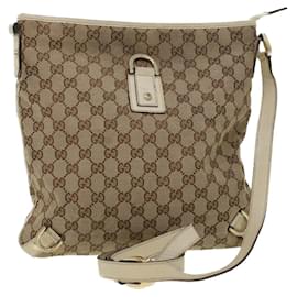 Gucci-GUCCI GG Canvas Shoulder Bag Beige 131326 Auth ar9404-Brown