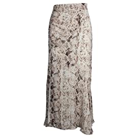 Autre Marque-Snake Print Silk Maxi Skirt with High Front Split-Other