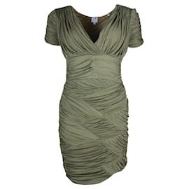 Autre Marque-Khaki Ruched Mini Dress-Green