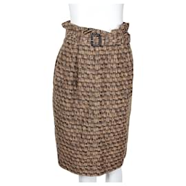 Burberry-Brown Skirt with Belt -Brown