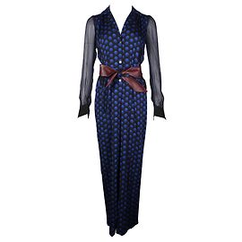 Diane Von Furstenberg Tuta Cathy blu elettrico a pois e strisce Blu