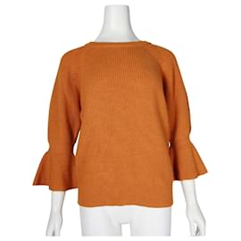 Michael Kors-Mustard Woolen Sweater with Flare Sleeves-Yellow