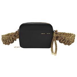 Donna Karan Bolsa para câmera Crystal Cobra em couro preto Preto