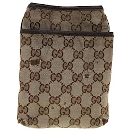 Gucci-GUCCI GG Canvas Web Sherry Line Shoulder Bag Beige Green Red 141863 Auth ki2891-Brown