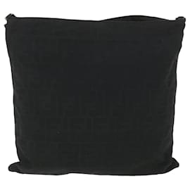 Fendi-FENDI Zucca Canvas Shoulder Bag Nylon Black Auth rd4345-Black