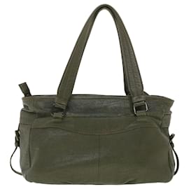 Burberry-BURBERRY Blue Label Tote Bag Leather Green Auth 40218-Green