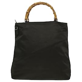 Gucci-GUCCI Bamboo Shoulder Bag Nylon Khaki Auth bs5984-Green