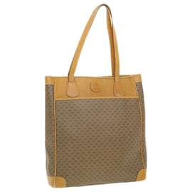 Gucci-GUCCI Micro GG Canvas Tote Bag PVC Leather Beige Auth ti1048-Brown