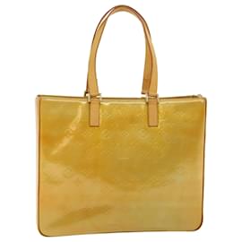 Louis Vuitton-LOUIS VUITTON Monogram Vernis Columbus Tote Bag Beige M91023 LV Auth 37038-Brown
