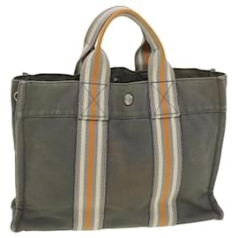 Hermès-HERMES Her Line PM Sac à Main Toile Gris Auth bs4422-Gris