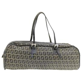Fendi-FENDI Zucchino Canvas Hand Bag Navy Blue Auth am577g-Blue