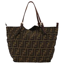 Fendi-FENDI Zucca Canvas Hand Bag Black Brown 2220-26635-98 Auth rd5177-Black