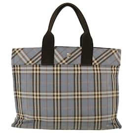 Burberry-BURBERRY Nova Check Hand Bag Canvas Blue Auth hs1655-Blue