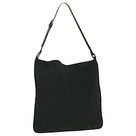 Fendi-FENDI Zucca Canvas Shoulder Bag Nylon Black Auth ar8812-Black