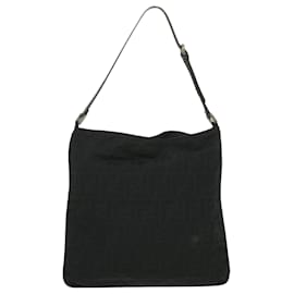 Fendi-FENDI Zucca Canvas Sac à bandoulière Nylon Noir Auth ar8812-Noir