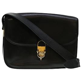 Céline-CELINE Horse Carriage Shoulder Bag Leather Black Auth rd5032-Black