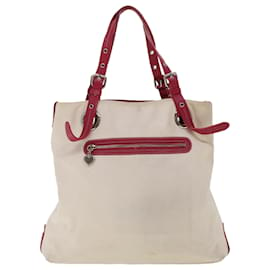 Burberry-BURBERRY Tote Bag Toile Blanc Auth bs5772-Blanc