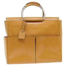 Gucci-GUCCI Hand Bag Leather Brown 00237540313 Auth bs6312-Brown
