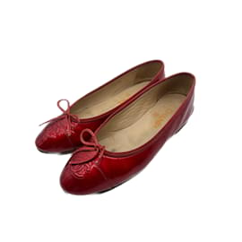 Chanel-CHANEL  Ballet flats T.eu 37 Patent leather-Red